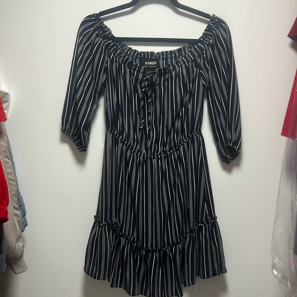 BB Dakota McKenna Striped Off-the-Shoulder Dress